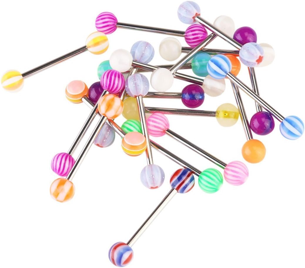 lnccomam Colorful Women Tongue Ring Bar Stud Bars Piercing 20Pcs (Random Color)