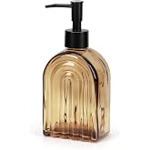 YCWF Elegant Amber Glass Soap Dispenser with Black Pump,13.5 oz/400ML | Liquid Hand Soap Dispenser,Modern Bathroom &amp; Kitchen Dispenser for Hand Soaps, Lotions, Essential Oils