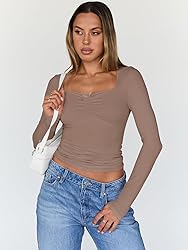 Trendy Queen Fall Tops Women 2025 Long Sleeve Crop