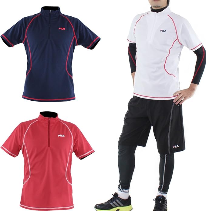 Amazon ランニングウェア メンズ スポーツ半袖tシャツ 長袖アンダーシャツセット 吸汗速乾 ドライ Uvカット Fila ホワイト Ll シャツ 通販