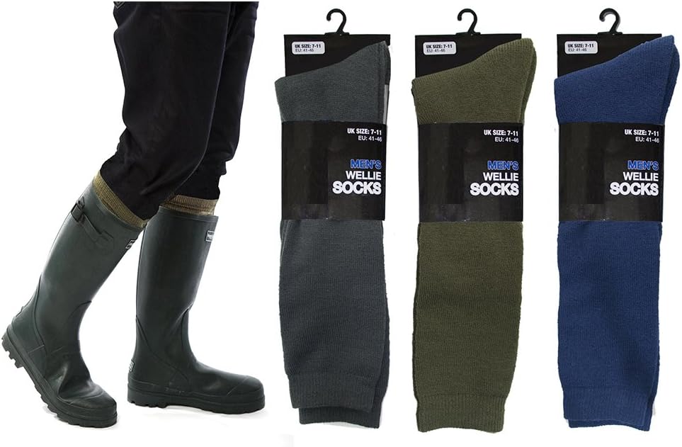 Mens Fleece Wellie Socks Wellington Boot Liners Welly Warmers Warm Dry 7-11