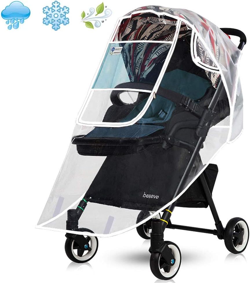 Universal Rain Cover For Pushchair, Pram, Stroller, Buggy - Baby Weather Shield - High Transparent Safe Eva Material - U Shaped Door Waterproof Zipper - Ideal Air Circulation - Eye Protection Window