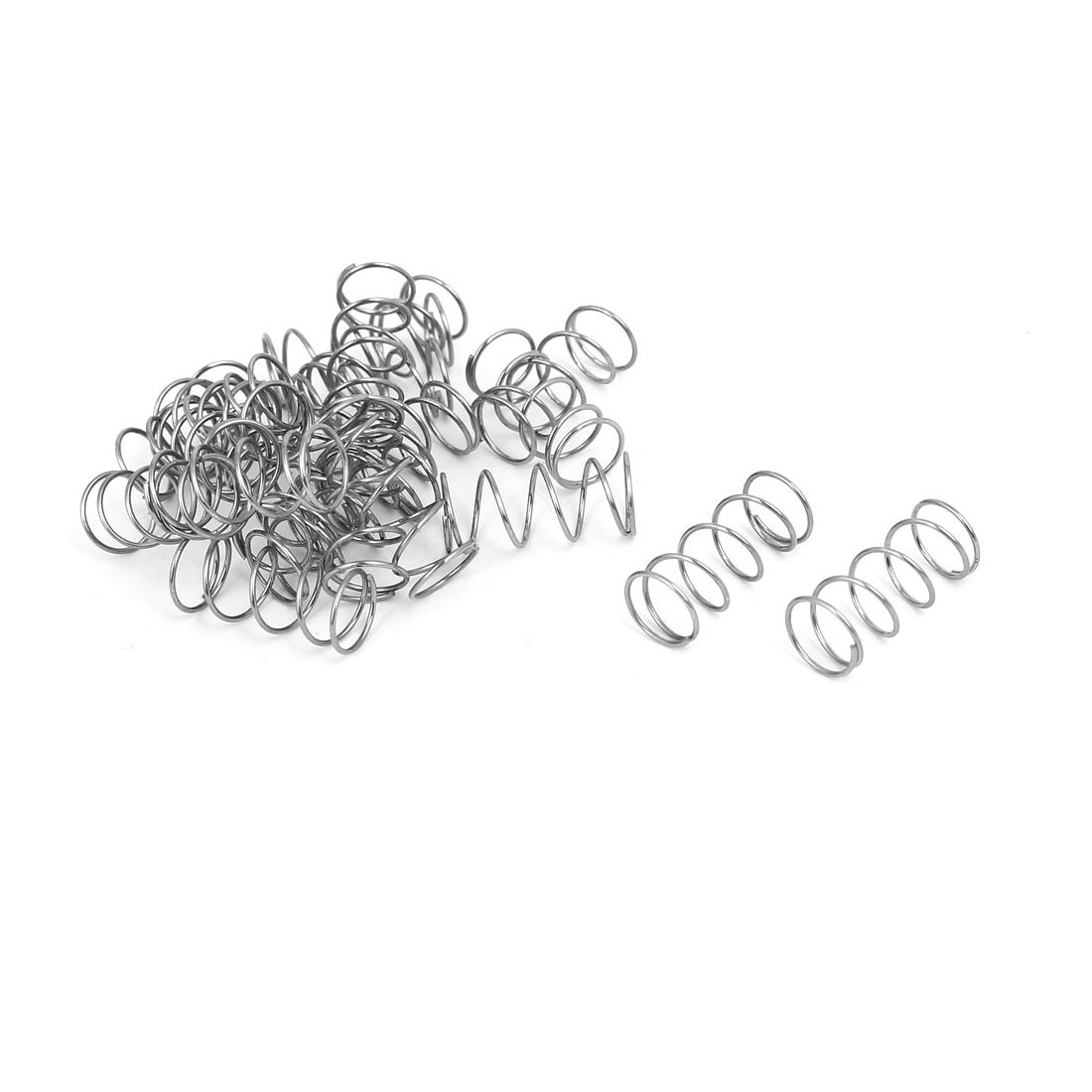 sourcingmap Compression Spring,304 Stainless Steel,7mm OD,0.5mm Wire Size,15mm Free Length,Silver Tone,20Pcs