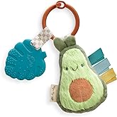 Itzy Ritzy Baby Teething Toy with Lovey, Infant Toy for 0+ Mos (Avocado) | Crinkle Sound, Textured Ribbons &amp; Silicone Teether Toy for Newborn, Encourages Sensory Play, Exploration &amp; Teething Relief