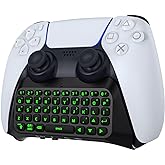 MoKo Keyboard for PS5 Controller with Green Backlight, Bluetooth Wireless Mini Keypad Chatpad for PlayStation 5, Built-in Speaker & 3.5mm Audio Jack for PS5 Controller Accessories