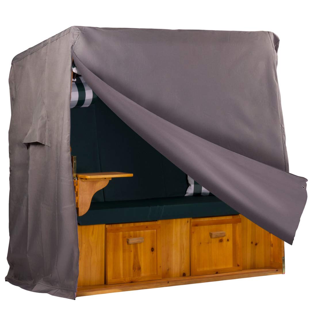 Webavita Exquisit beach chair protective cover made of weather-resistant 600d Oxford fabric Colour: anthracite Winter resistant Breathable Size XL approx. 155 cm x 150 cm x 85 cm (W x H x D)