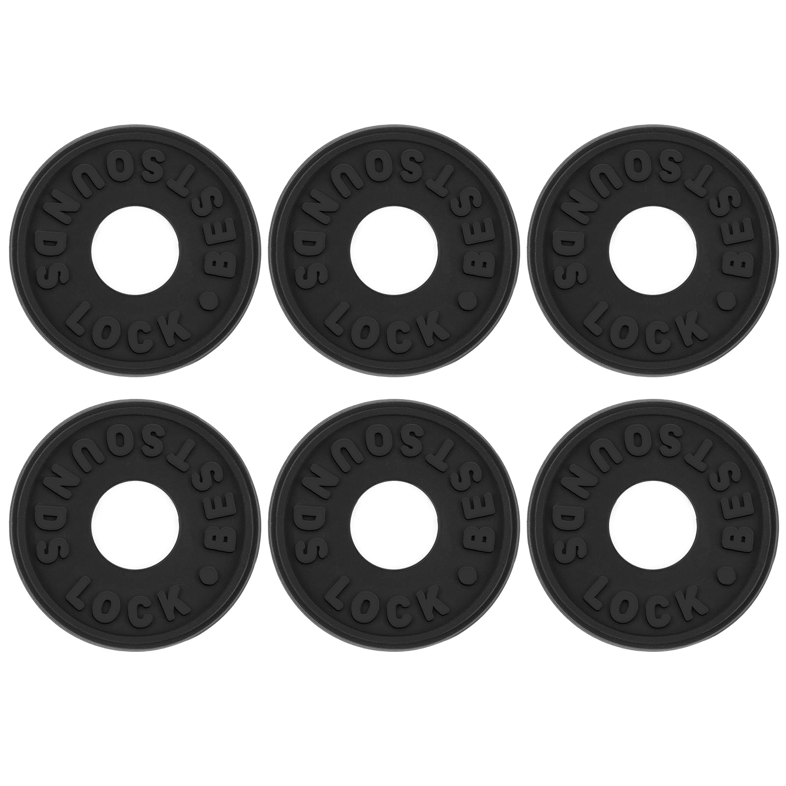 Guitar Strap Blocks, 6PCS Premium Silicone Safety Locks (O Style Black)