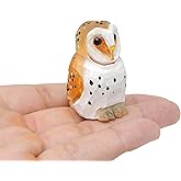 Selsela Hand-Carved Barn Owl Figurine - Miniature Decoration Forest Bird Carved Small Animal Sculpture Garden Statue, Small Wildlife Ornament for Home Decor, Nature-Inspired Gifts & Collectibles.