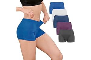 Heevina Womens Underwear Boyshort 5 Pack Panties Briefs Panty Hipster Solid Color Bikini Everyday Breathable Comfy