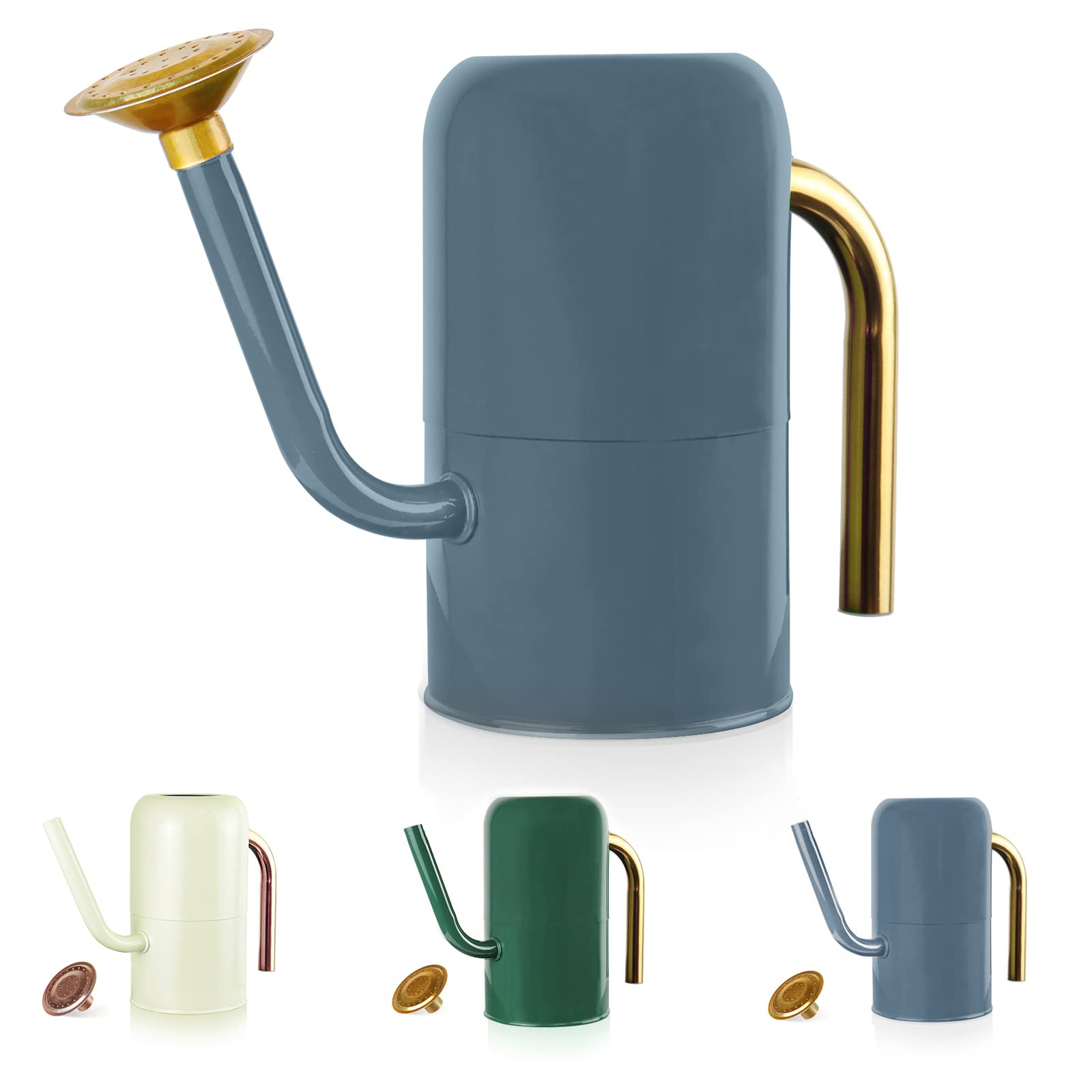 Photo 1 of 0.6 Gallon Metal Watering Can with Brass Colored Removable Spout and Handle, Nice Galvanized Steel Water Can with Cactus Design for Indoor and Outdoor Plants' Gardening and Home Decor (Grey)