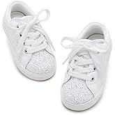 GINFIVE Toddler Girls Sneakers Little Girls Slip On Shoes Glitter Sneakers Toddler
