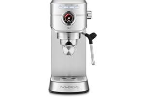 CASABREWS 5418 PRO Espresso Machine 20 Bar, Upgraded Espresso Maker with Powerful Steam Milk Frother, Stainless Steel Coffee Machine with Fast Heating System for Cappuccino, Latte, Silver