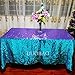 DUOBAO Aqua to Lavender Gradient Sequin Tablecloth:50x50 Inch Sparkly Mermaid Table Cover for Party Decorations