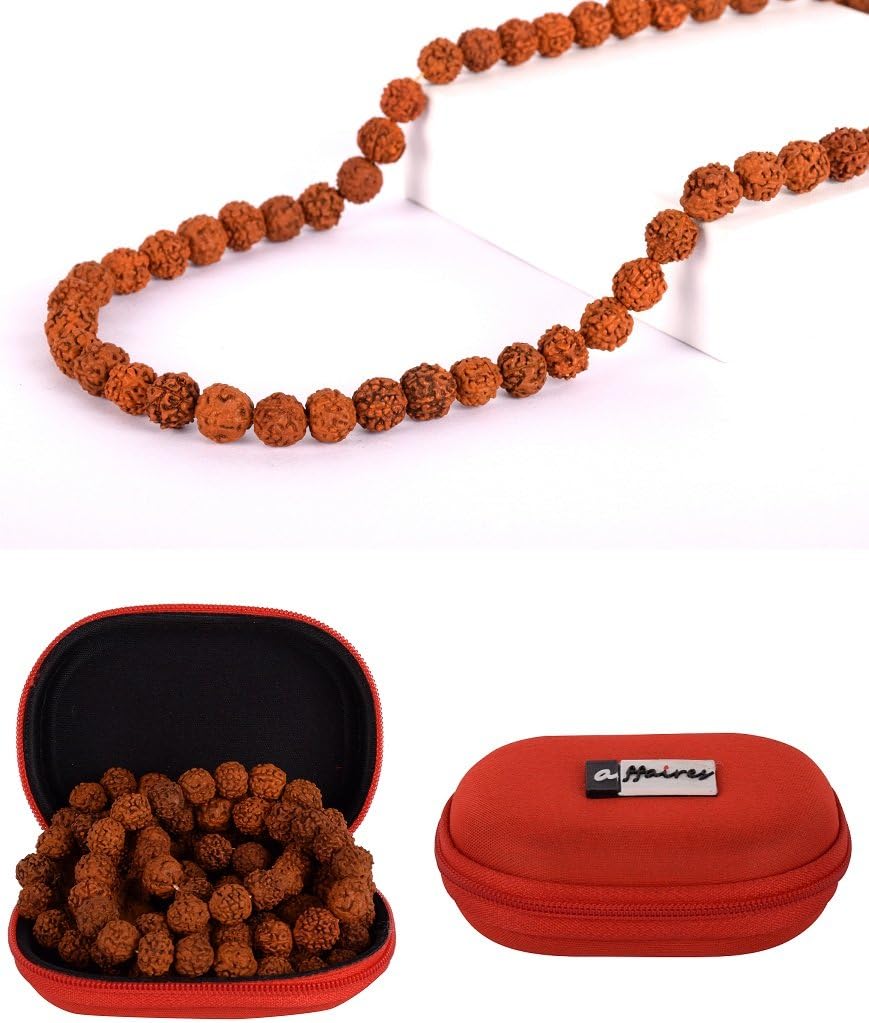 Affaires RUDRAKSH MALA Shiva God rudraksh mala Chain Long 10mm Beads with Cover Mala-001