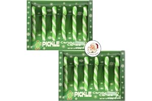 Wild & Wacky Flavored Christmas Candy Cane Variety 2 Pack Bundle | Stocking Stuffer, Candy Cane Roulette, Funny Novelty Weird Candy | with June Street Market Christmas Sticker (Dill Pickle 2 Pack)