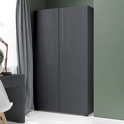 Furniture Octopus Alana Modern Grey High Gloss Double Wardrobe
