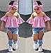 3pcs Baby Girls Kids Off Shoulder Lotus Leaf Top Holes Denim Jeans Headband Outfits Set (3-4Y, Pink)