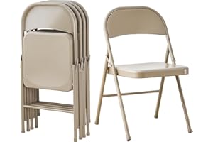 KAIHAOWIN Metal Folding Chair- Set of 4 All Steel Foldable Chairs Space Saving &Heavy Duty for Meeting Office Wedding Party E