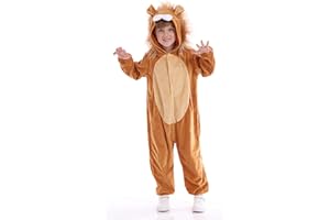 FUNIVALS Unisex Animal Costume Kids，Plush Hooded Animals Pajamas Child，Halloween Carnival Animal Kid Jumpsuit Boys & Girls