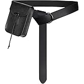 EpicCos Renaissance Belt Pouch, Medieval Pirate Cosplay Accessories for LARP, Vintage Leather Waist Bag with Ren Faire Belt (Black)
