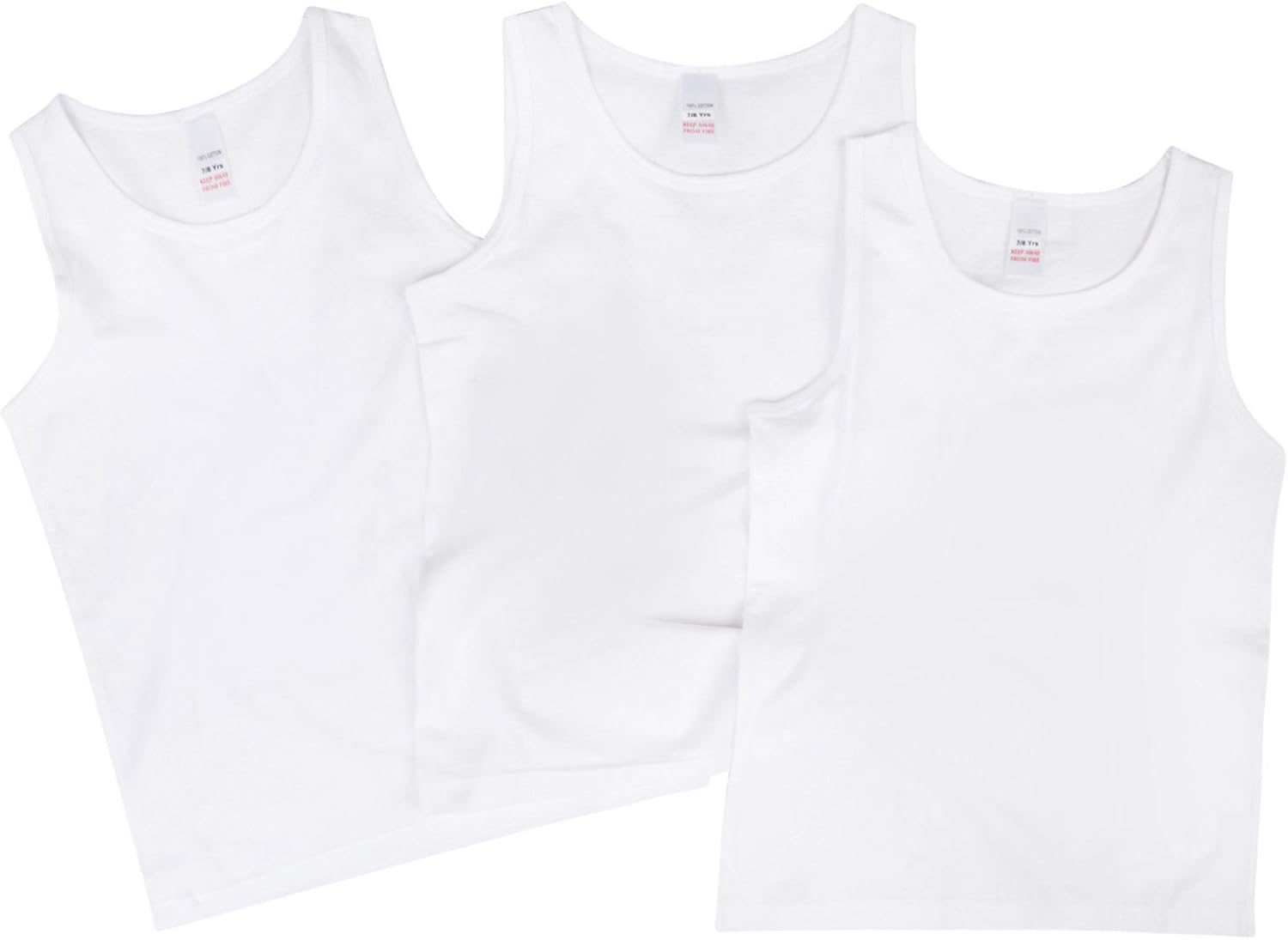 Boys Vests 3 Pack White Cotton Vests Back to School Essentials Amazon.co.uk Clothing