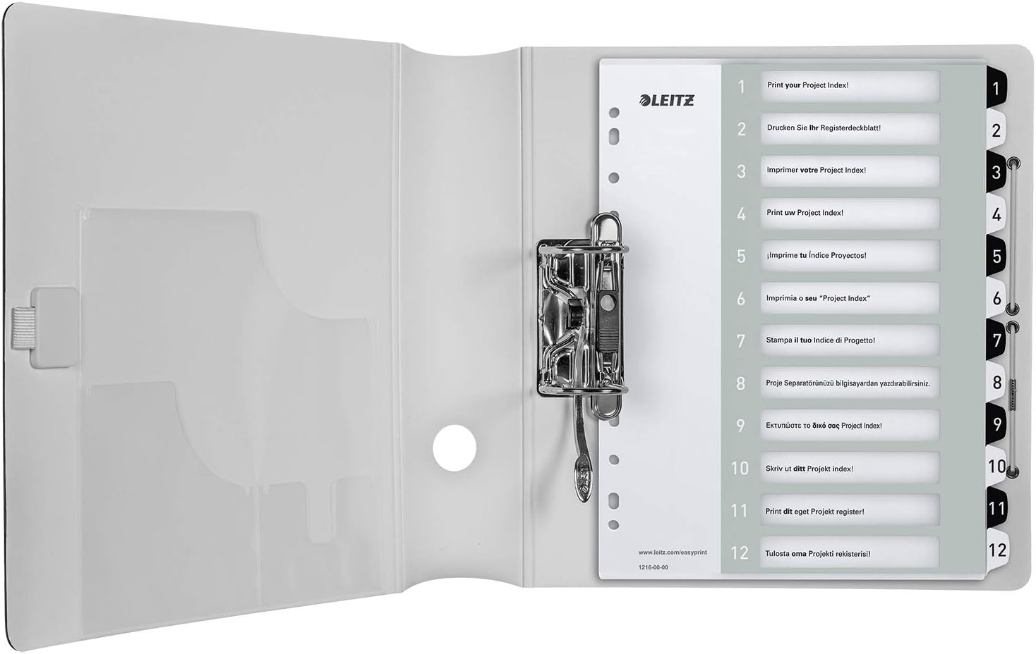 Leitz WOW Printable Index, Extra-Wide, 1-12 Numbered Tabs, PP, A4, White/Black, 12160000, Black/White, 1-12 Tabs - Image 3