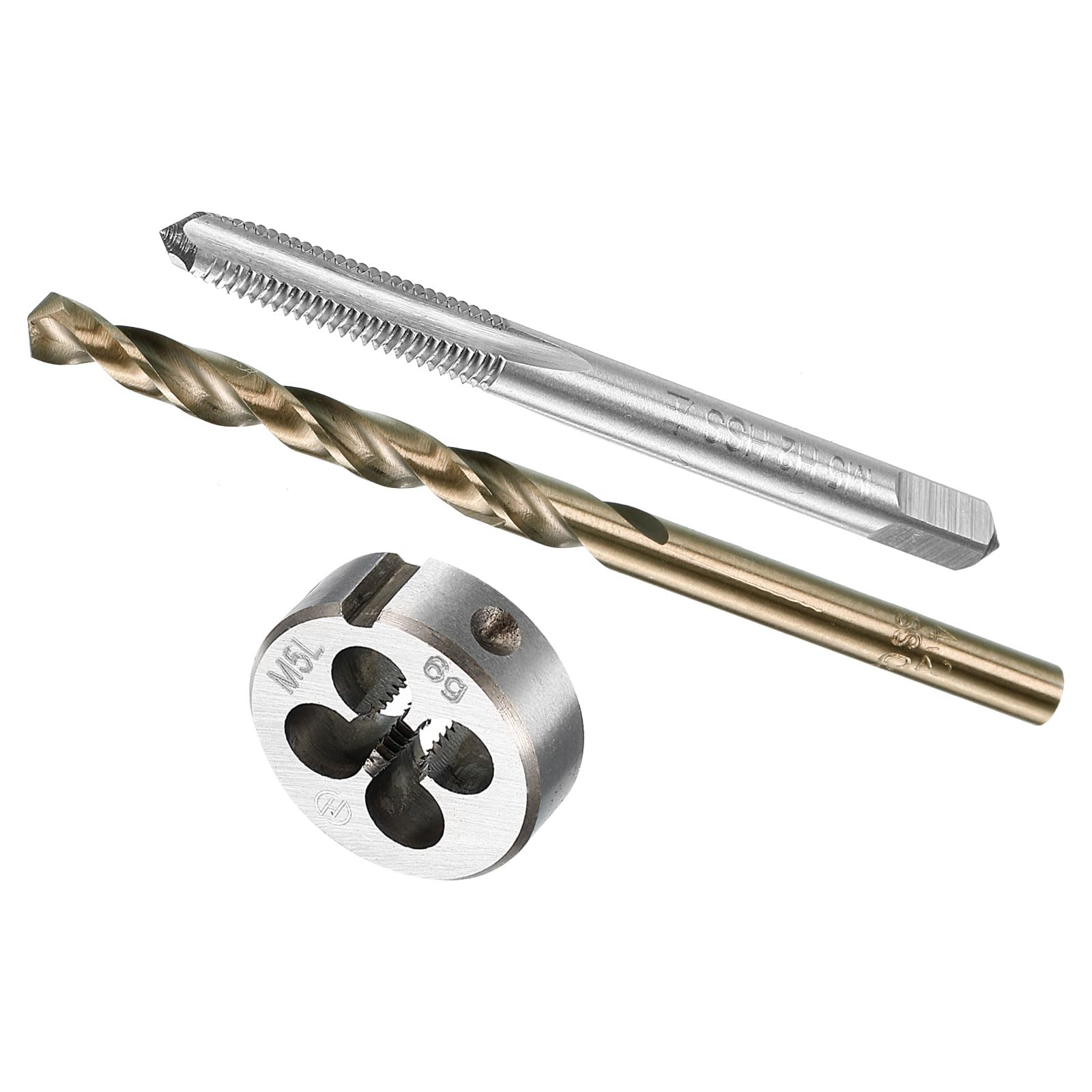 CoCud Metric Tap and Die and Drill Bit Set, M5 x 0.8 Tap & Die Thread 4.2mm Drill Diameter, Left Hand Machine Screw Tap Tool Kit - (Applications: for Threading Tapping Repair)