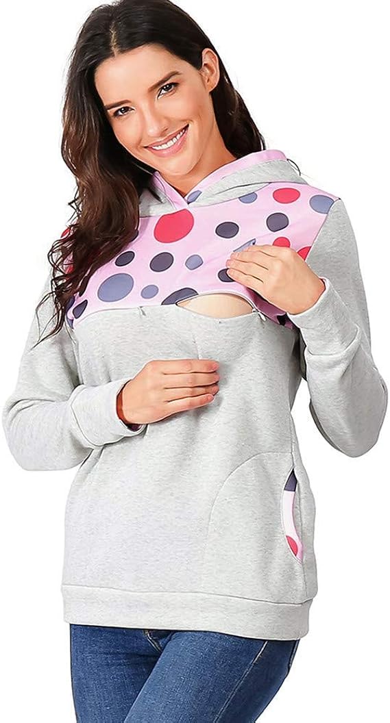 Maternity Long Sleeve Hoodie Sweatshirts Maternity Shirt Floral Elegant Clothing Print Maternity