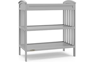 Graco Benton Changing Table with Bonus Water-Resistant Changing Pad (Pebble Gray) - GREENGUARD Gold Certified, Includes Diaper Change Pad with Safety Strap, 2 Open Storage Shelves for Organizing