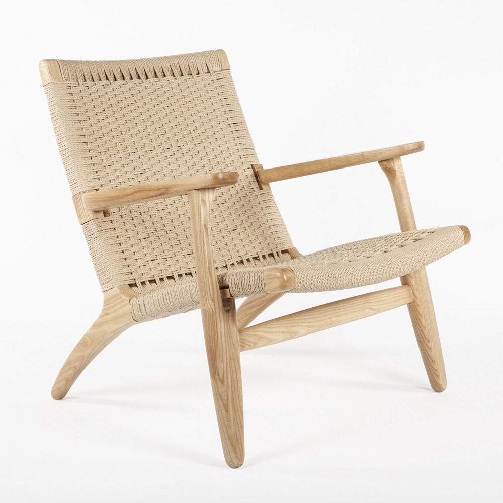 Hans Wegner Style Easy Chair in Natural 28.35H x 27.5W x 27.5D