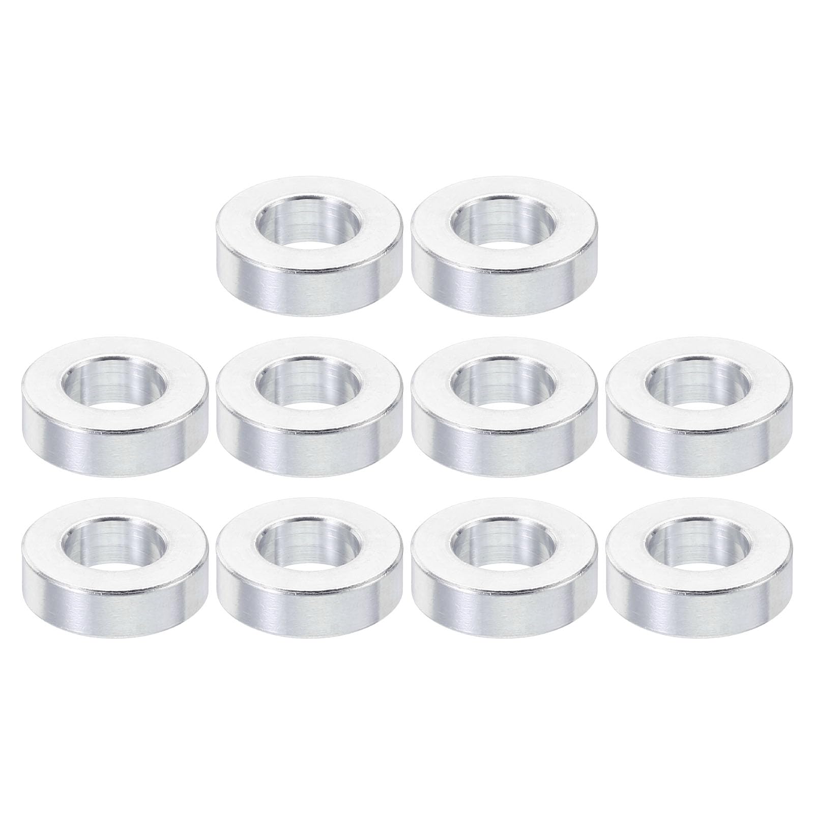 PATIKIL M10 Aluminum Spacers, 10 Pcs Metal Spacer Aluminum 10.5mm ID x 20mm OD x 6mm L Aluminum Spacer Screw Standoff Round for 3/8" M10 Screw Bolts