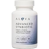 Alaya Naturals Advanced Synbiotic - Probiotic + Prebiotic - 14 Billion CFU Delayed Release Probiotic Supplement with Prebiotics from Sunfiber&reg;, and L-glutamine for Gut Lining Integrity - 60 Capsules