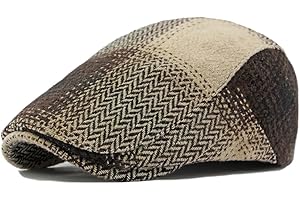 QIABAO Adjustable Newsboy Cap for Men Wool Blend Tweed Ivy Gatsby Flat Cap Cabbie Beret Hat