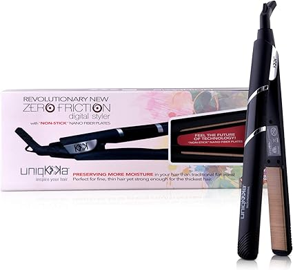 Amazon Com Uniqkka Non Stick Nano Fiber Hair Straightener Professional Hairstyling Flat Iron For Smoothing And Straightening Natural Hair Black Health Personal Care