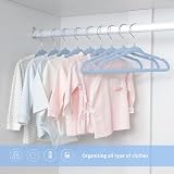 ManGotree Velvet Baby Hangers 30 Pack 360° Swivel Notched Shoulder Blue view 6