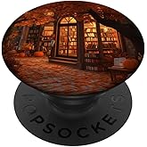 Vintage Bookstore Pumpkin Autumn Leaves Halloween Book Lover PopSockets Adhesive PopGrip