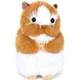 Auswella Plush Syrian Hamster- 5" Brown and White Hamster Plush Stuffed Animal Toy