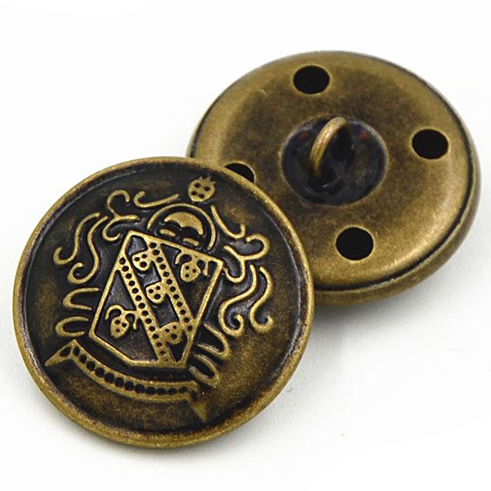 Retro Metal Shank Buttons Suit Coat Buttons Decorative Fastener Sewing Accessories Pack of 12, Antique Brass-25mm