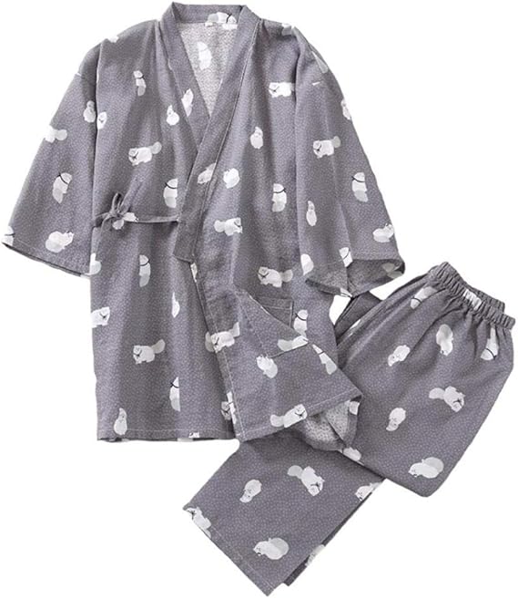 Amazon Yyw 甚平 レディース パジャマ 部屋着 寝間着 メンズ 作務衣 ルームウェア 上下セット 綿 浴衣 お寝巻き 猫柄 吸汗速乾 春 秋 夏 冬 ねこ 女性用 男女兼用 可愛い 七分袖 前開き 甚平 通販