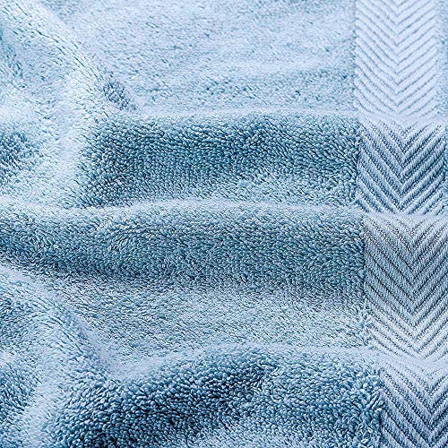SEMAXE Luxury Bath Towel Set. Hotel & Spa Quality. 2 Large Bath Towels, 2 Hand Towels, 4 Washcloths. Premium Collection Bathroom Towels. Soft, Plush and Highly Absorbent. (Set of 8, Ice Lake Blue) - Thumbnail 4