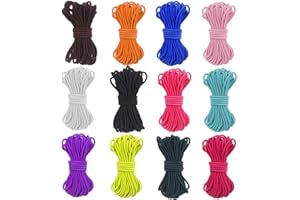 Ewparts Elastic Cord 2mm 12 Color Elastic Band for Sewing Round Elastic Cording Elastic Bracelets String Elastic Rope for Sew