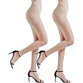 G&Y 2 Pairs Women's Toeless Pantyhose - 20D Open Toe Sheer Tights with Control Top