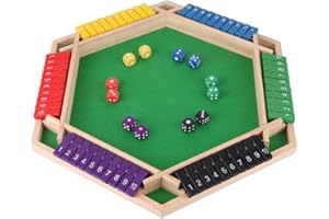 Gettoreach Shut The Box Games, 2-4 Player Wooden Board with 8 Dice, Math Learning Game for Family & Classroom, Educational En