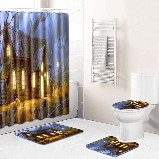Amazon Com Hamkaw Halloween Bathroom Rugs Sets With Shower