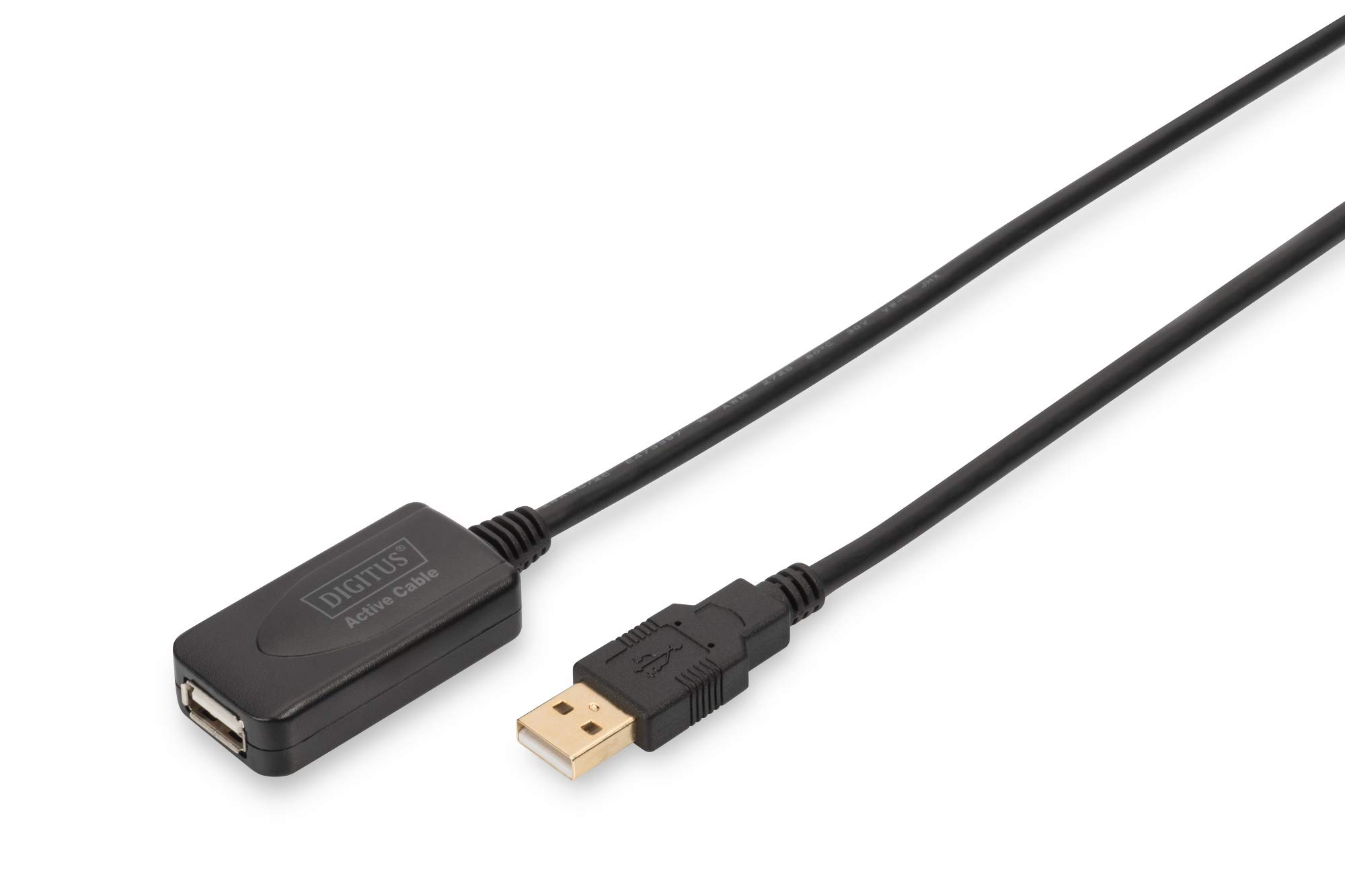 DIGITUS Active USB 2.0 extension cable - Repeater cable - USB A male to USB A female - 5 m - 480 Mbit/s - Plug & Play - Power supply via USB - Black — image 1