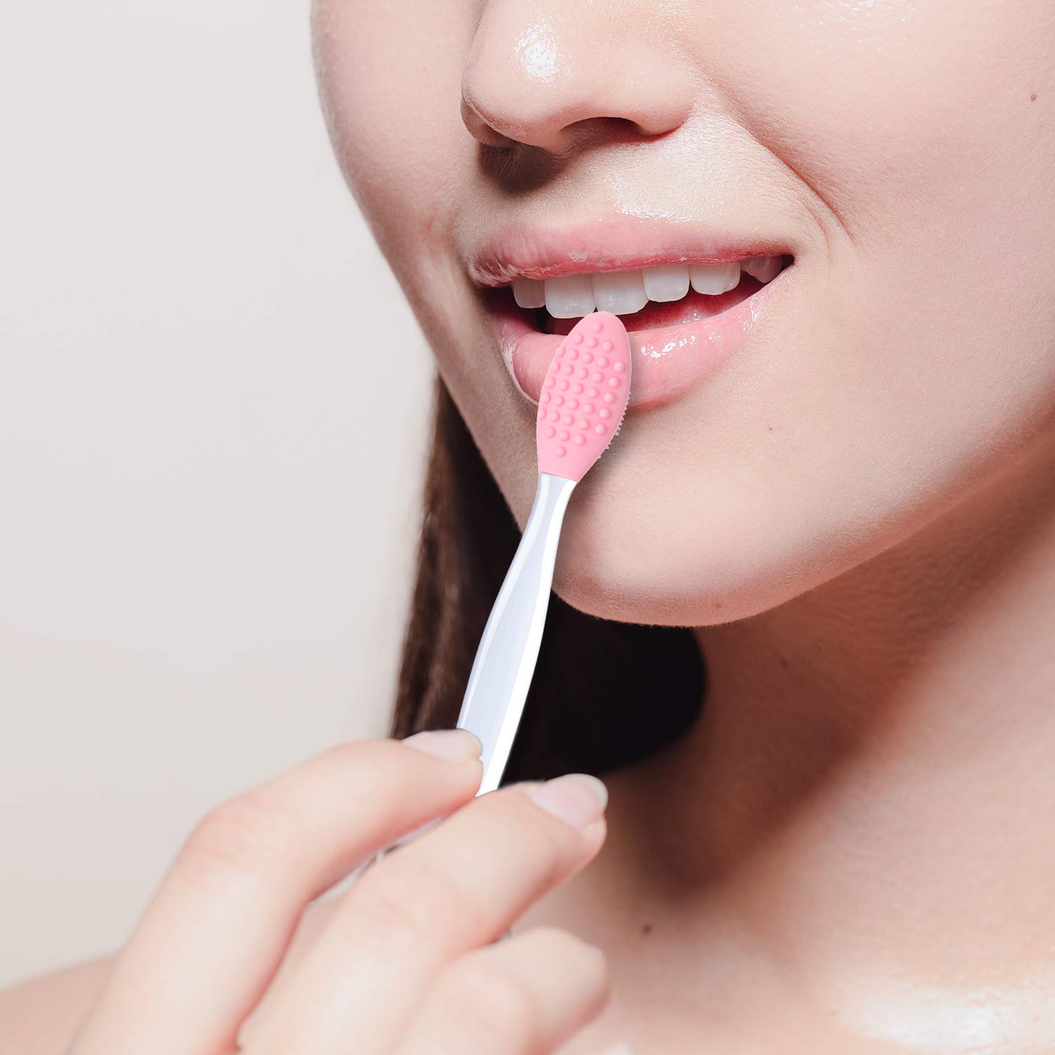 4 Pieces Silicone Exfoliating Lip Brush Tool Double-sided Soft Lip Brush for Smoother and Fuller Lip Appearance (Rose Red, Yellow, Mint Green, Pink): Beauty