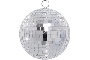 TIGGELL Disco Mirror Balls Silver Hanging Ball for 50s 60s 70s Disco DJ Light Effect Party Home Decoration Stage Props School Festivals Concert Party Favors (Silver, 6 inch)