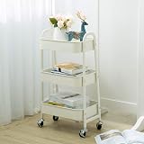 DOEWOR KS Storage Trolley on Wheels 3-Tier White Metal Kitchen Cart view 4