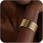 Collner Bangle Bracelets for Women 14K Gold Plated Trendy Wide Bracelets Thick Arm Cuff Gold Silver Bracelet