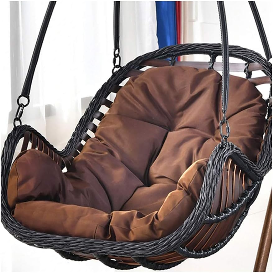 Hanging Egg Hammock Chair Cushions, Soft Fluffy Breathable,round Hanging Basket Chair Pad With Pillow For Cradle Patio No Chair Multi Color Swing Chair Cushion Outdoor(no Chair) ( Color : Brown )